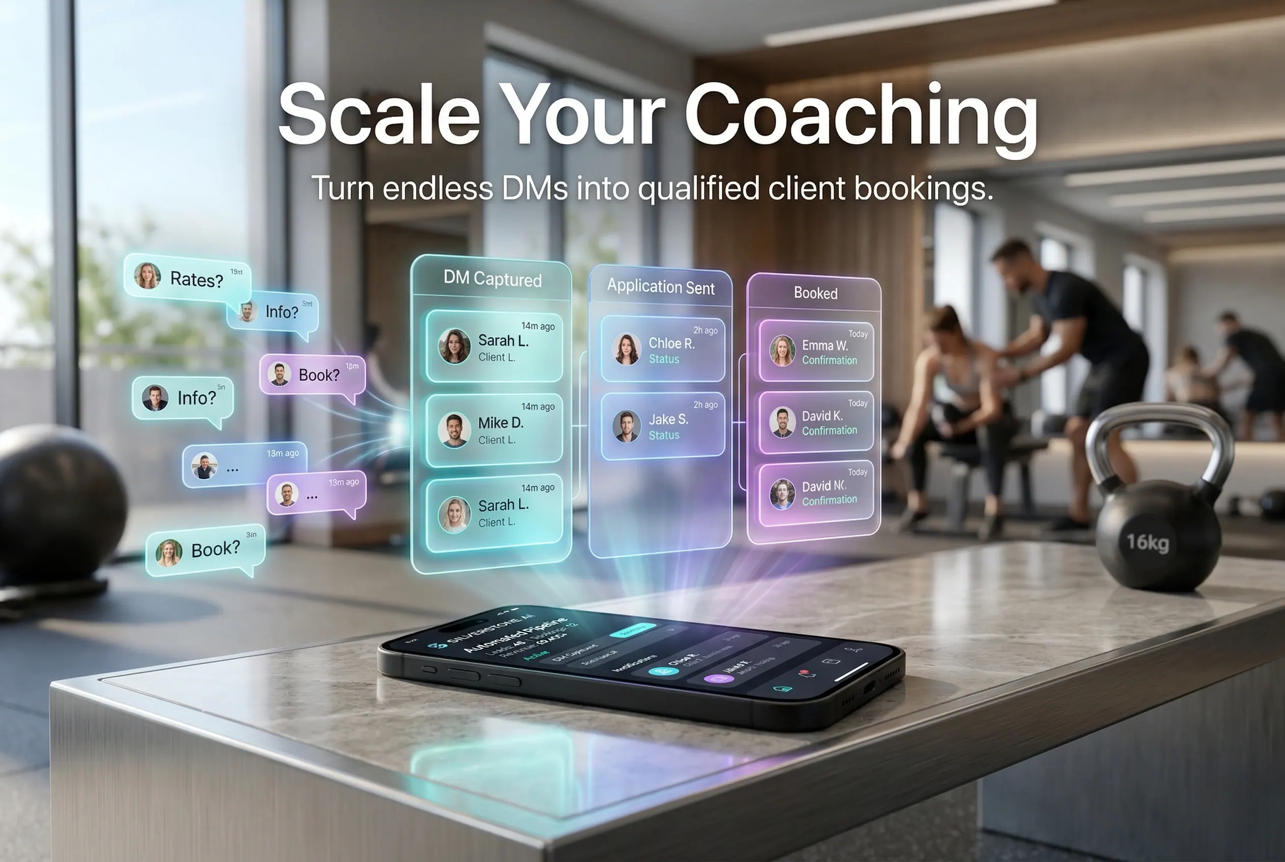 Illustrative onboarding-checklist panel for new coaching clients.