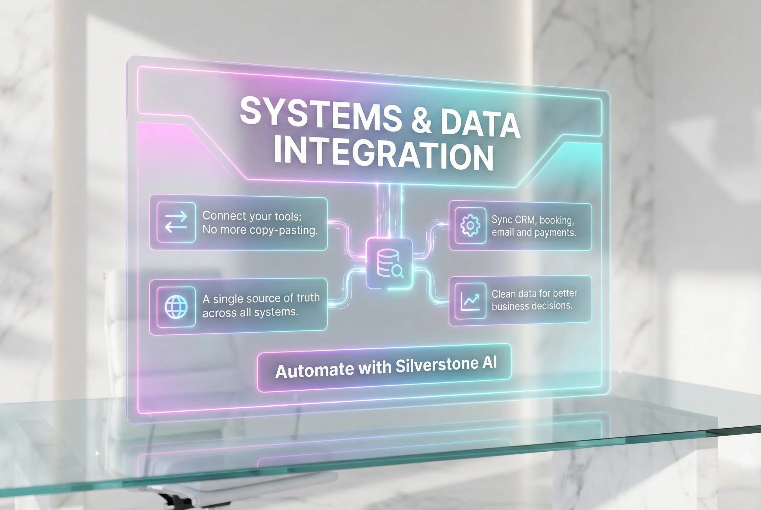Illustrative systems and data integration panel.