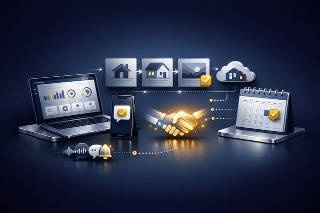 Illustration for blog: a small estate branch team coordinating viewing confirmations and reminders