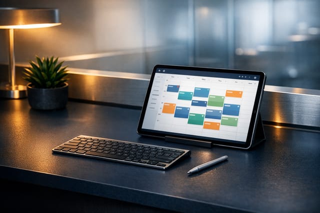 Clinic receptionist managing physio and chiropractic rebooking workflows on a desktop screen