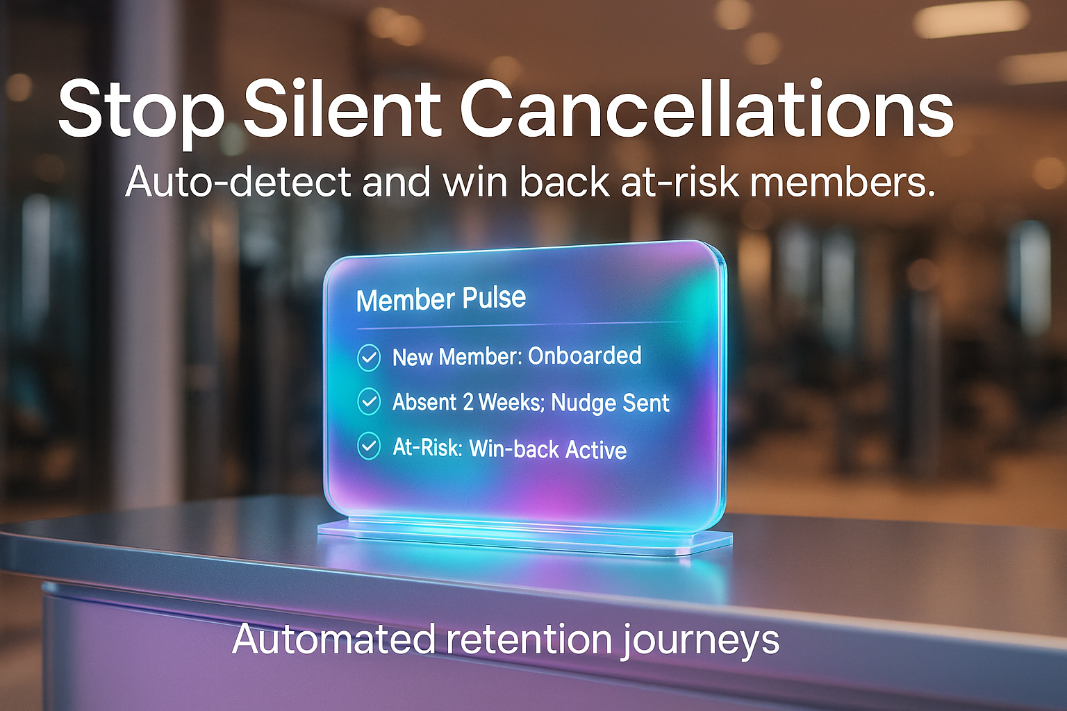 Gym manager viewing win-back and onboarding journeys across members