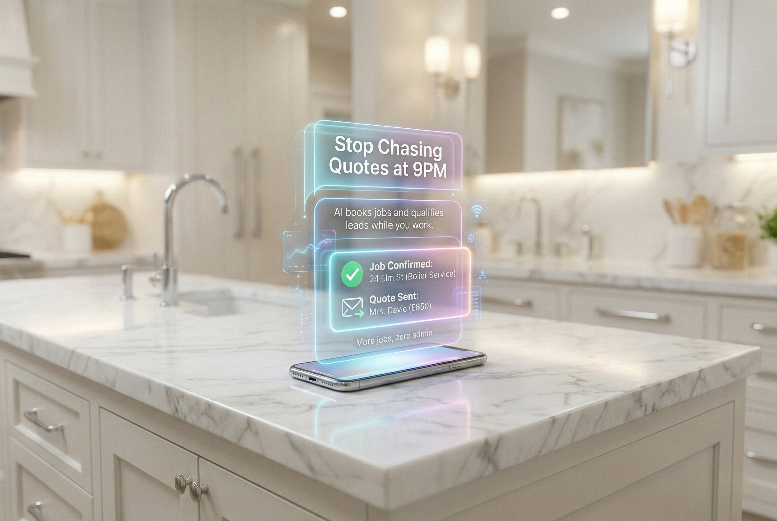 Tradesperson finishing a job while enquiries are captured automatically