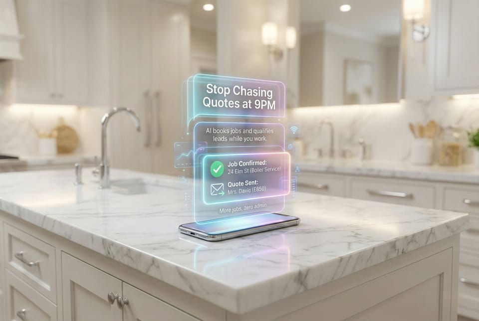 Tradesperson finishing a job while enquiries are captured automatically