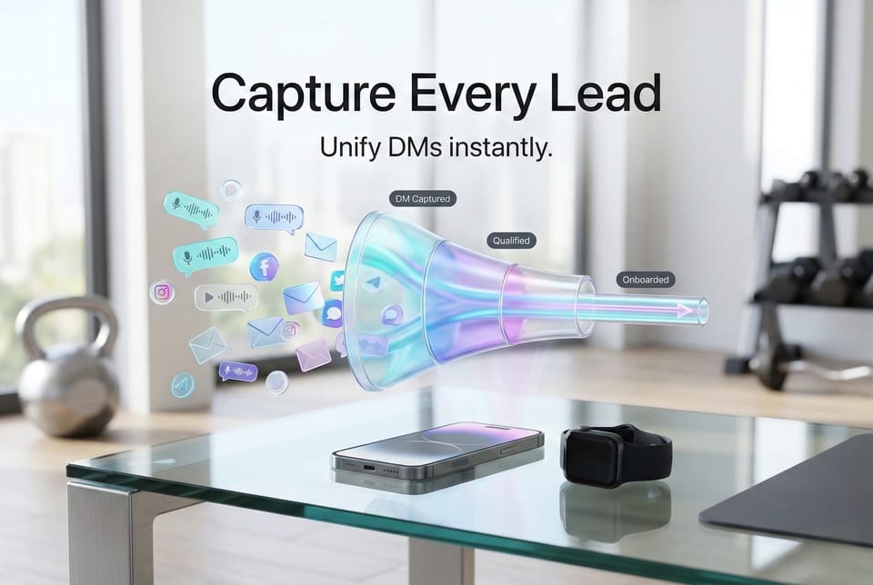 Online coach managing a busy inbox of DMs and enquiries