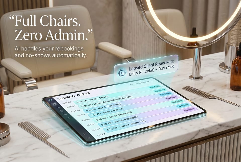 Salon owner reviewing appointments and cancellations on a laptop