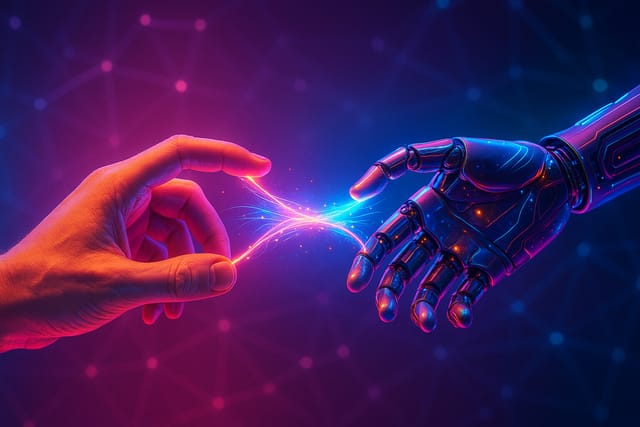 Human and robotic hand connection