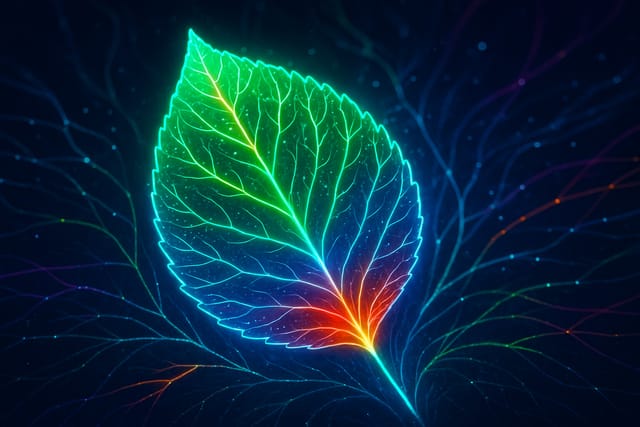 Neon green leaf symbolising sustainable growth