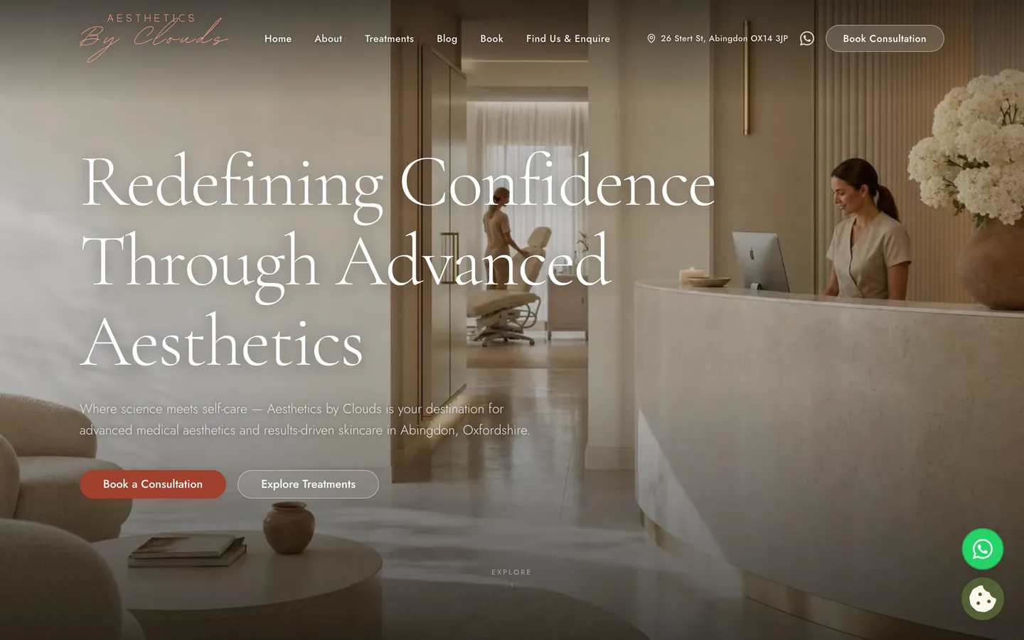 Aesthetics by Clouds homepage — “Redefining confidence through advanced aesthetics.”